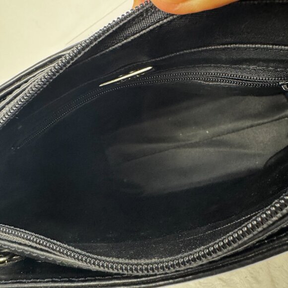 Lovie Paris Black Leather Small Shoulder Bag Purse Zip Closure Y2K Vintage Made - Picture 15 of 16